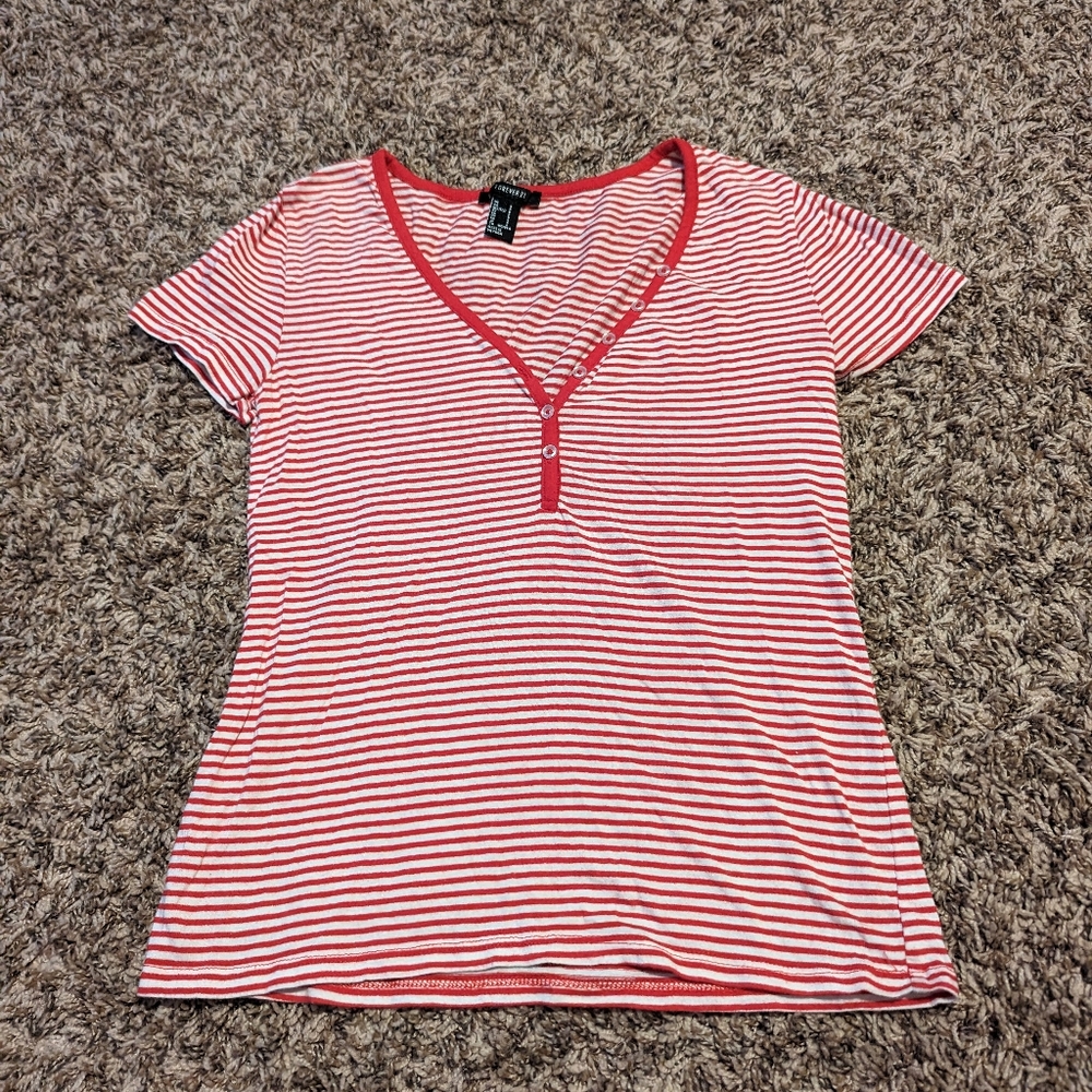 Forever 21 Red and Cream striped Tshirt